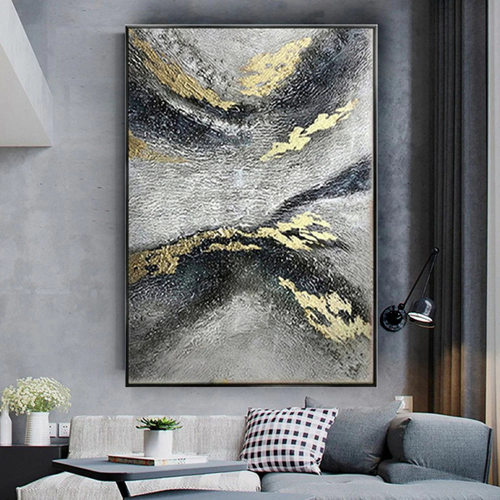 Luxury Home Decor Paint Modern 100% Handmade Abstract Oil Painting On Canvas Pattern For Living Room Wall Art Picture Gold Mural