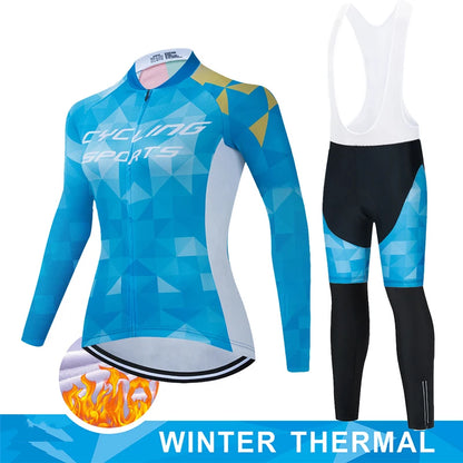 Women Winter Thermal Fleece Clothes 2026 Cycling Uniform Cycle Jersey Clothing Jerseys Pants Gel Bib MTB Jacket Suit Bike Outfit