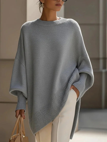 LEOSOXS 2025 Autumn/winter Cashmere Casual Round Neck Pullover Knitted Sweater for Women Loose and Lazy Style Solid Color Tops