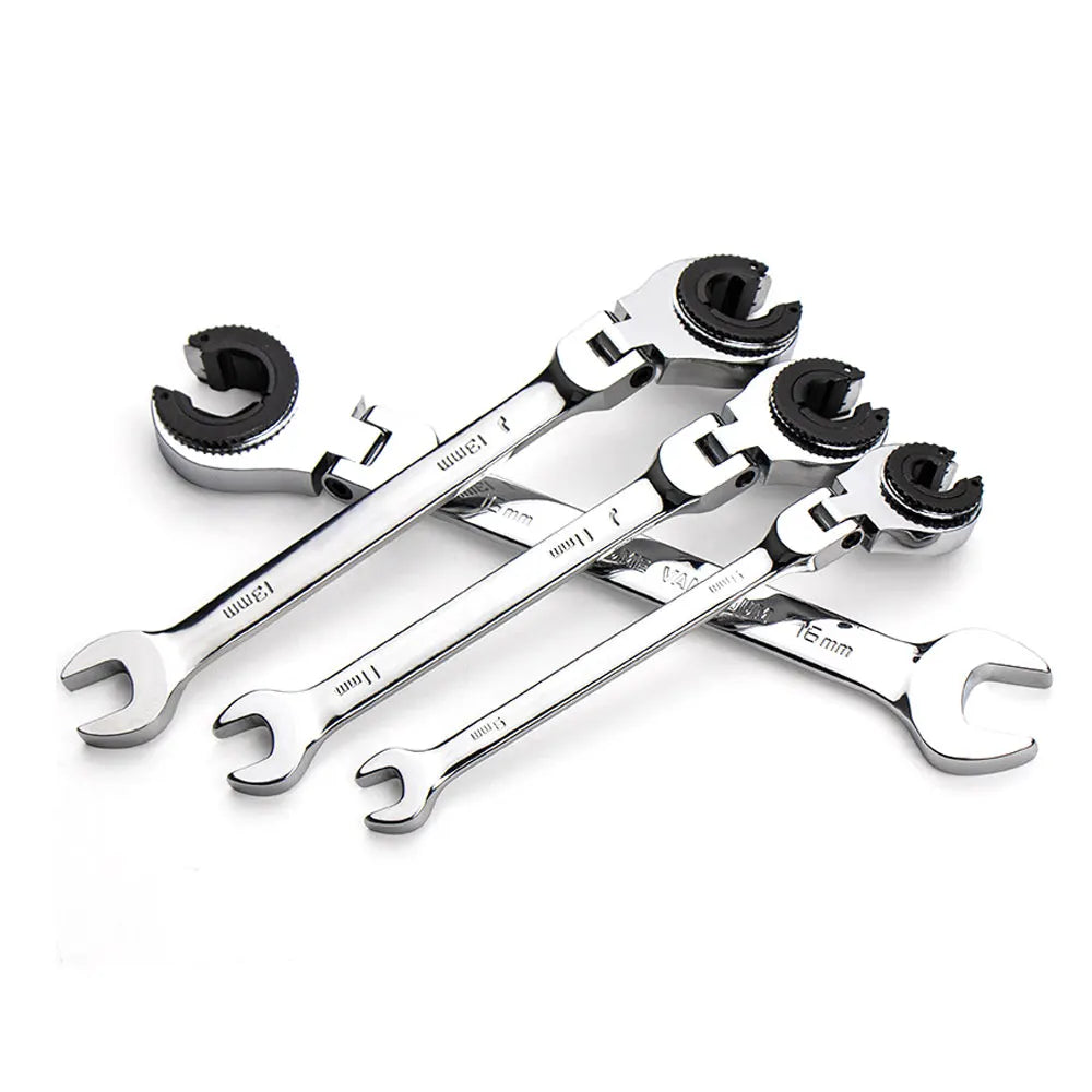 12 PCS 8mm-19mm Tubing Ratchet Wrench Tubing Ratchet Wrench Double Spanners Tools Oil Wrench Open End Ratchet Wrench