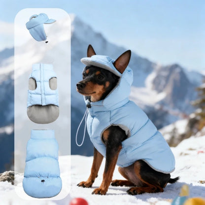 Autumn and winter pet dog cotton-padded vest thickened and fleece-lined warm hooded vest dog puff clothing pet apparel dog coat