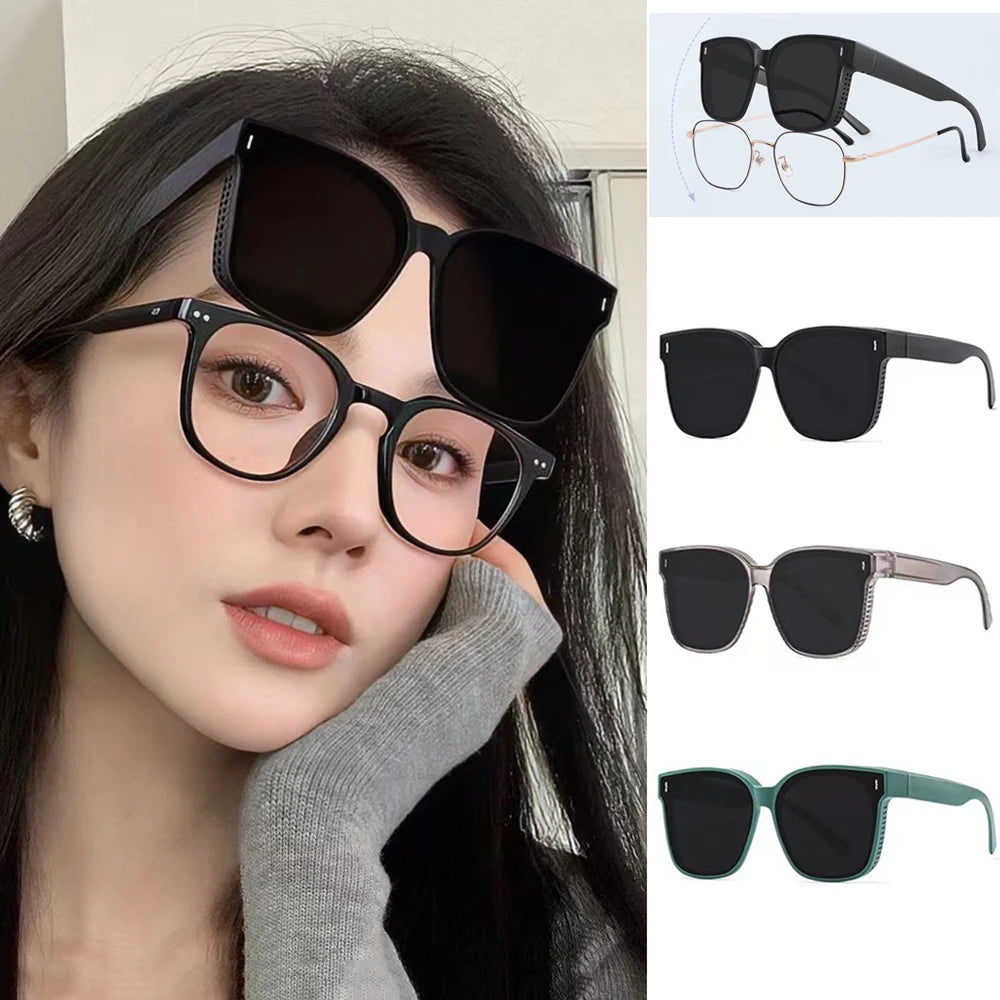 Transfer Sunglasses Unisex Driving Riding Large Frame Square Sun Protection Wrap Around Fit Over Glasses Myopia Specific Goggles