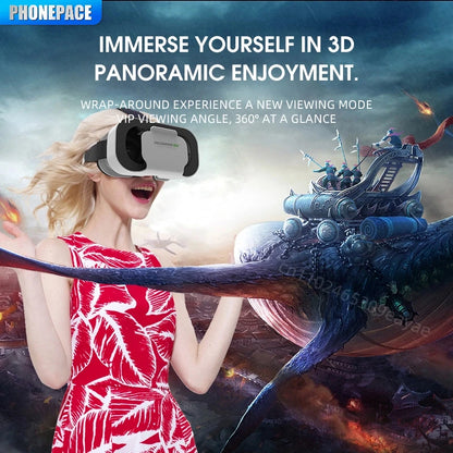 VR SHINECON 3D Virtual Reality Headset, Lightweight VR Glasses with 100° FOV for 4.7-6.53" Phones, Immersive Home Theater/Gaming