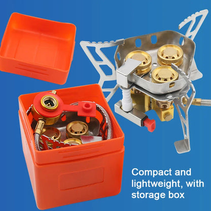 12800W High Power Outdoor Stove 3-Core Gases Burner Windproof Camping Stove with Adjustable Valve for Hiking Picnic Cooking