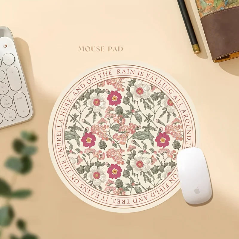 Cute round mouse pad with anti slip rubber base, portable office desktop pads, computer laptop, PC accessories