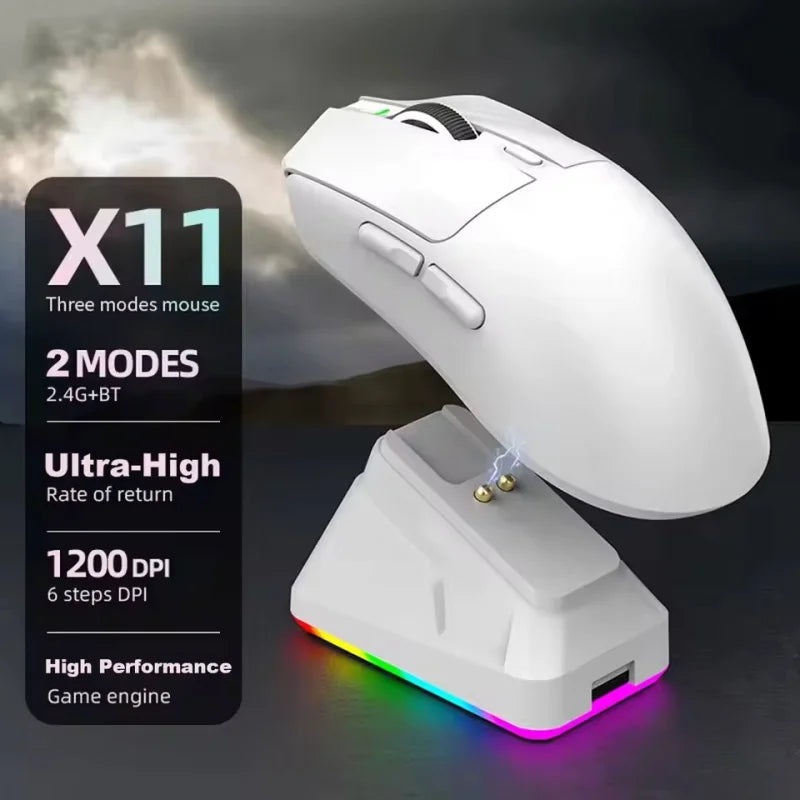 2026 NEW X11 Gaming Mouse 3-Speed DPI Esports Wireless Ergonomic Design Gaming Connection Magnetic Charging Dock RGB Lighting