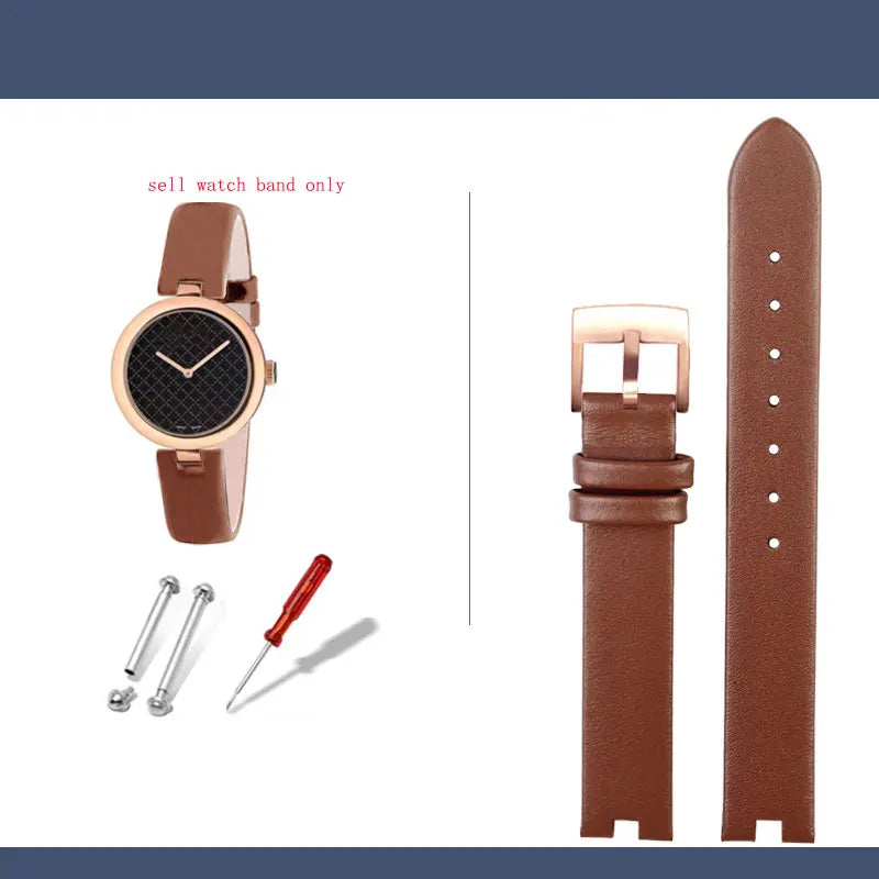 12-4mm 14-4mm Women's  Leather Watch Strap For Gucci Leather Notch Watch band YA141401 YA141505  Leather Watch Chain Wristband