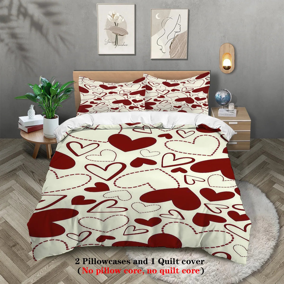 Luxury 3PC Comforter Bedding Set - Soft Microfiber Bedspread Cover with Duvet Cover Pillowcases Bed Sheet Sets for Double/King