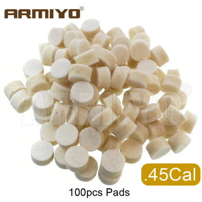 Armiyo .17Cal 5.56mm ~ 9mm .45Cal 100Pcs Wool Felt Polishing Pad Without Hole Bore Mop Brush Pipeline Cleaning Oiling Tool