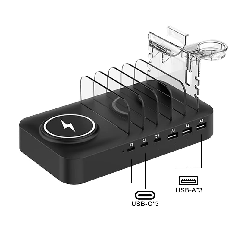 Multifunctional Charger 9in1 Wireless Charger For Mobile Phones Watches Headphones Multi Port Charger Fast Charger