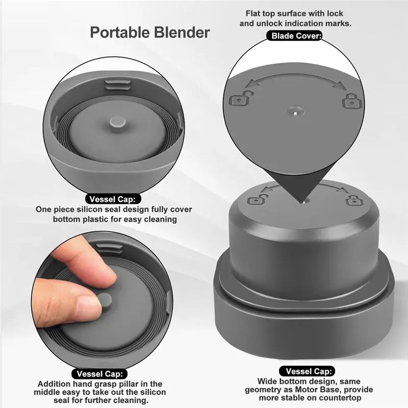 SEHOR-For Ninja Blast Container Blender Replacement Parts Blade Cover And Vessel Cap Portable Blender Accessories