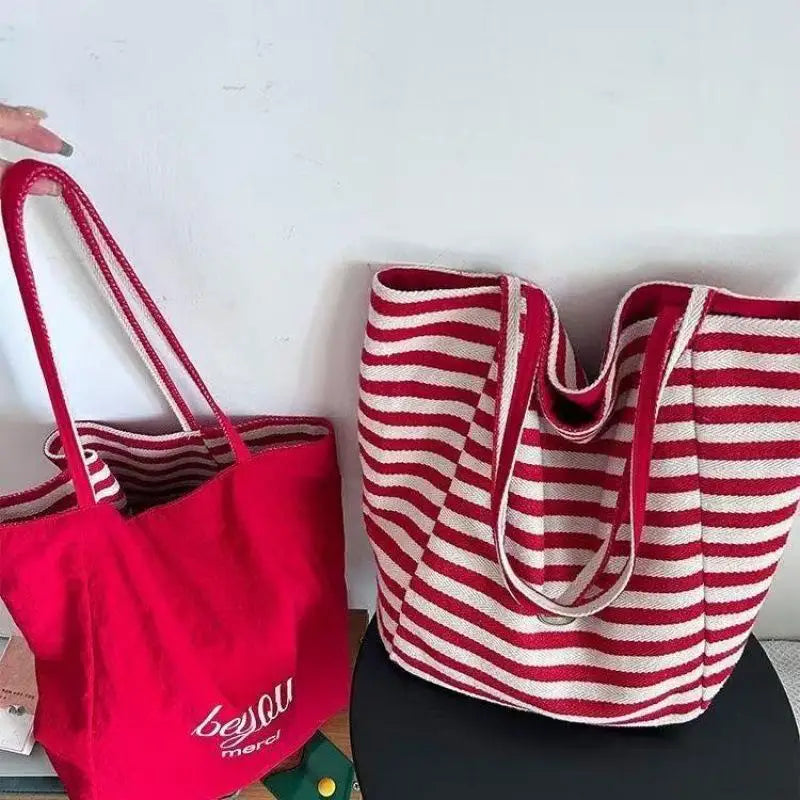 Sea Salt Blue One-Shoulder Bag Reversible Two-Sided Design AB Style Large Tote Bag Ins Style Suitable for Daily Commutes