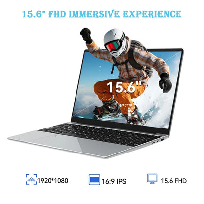 2025 LENO 15.6" Portable Laptop 32GB RAM 2TB SSD Intel 6500Y Office Windows11 Notebook 5000mAh Gamer PC with Backlit Fingerprint