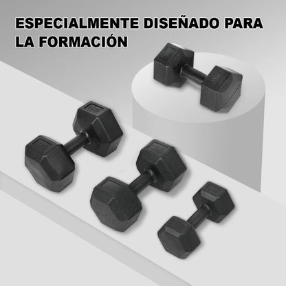 Hex dumbbells, a pair of two dumbbells, weighing 2kg, 5kg, 7.5kg, and 10kg, suitable for strength training and gym workouts