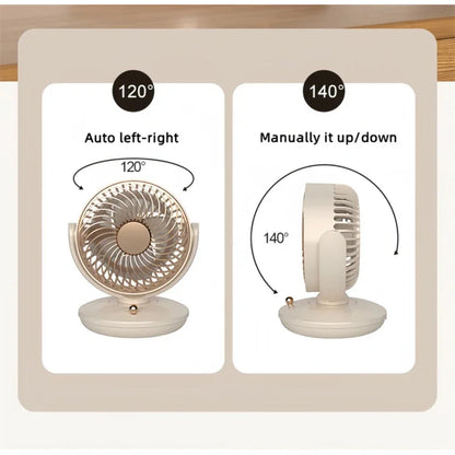 Portable Oscillating Mini Fan, USB Rechargeable Desk Fan with Long Battery Life, Personal Small Fan for Dorm, Car & Indoor Use