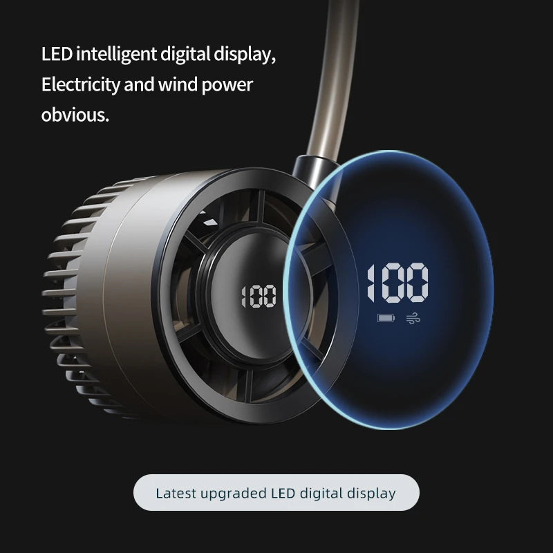 Lenovo Digital Display Neck Fan Rechargeable 5000mAh Portable Wearable Cooling Air Cooler USB Fan Outdoor Sports Travel 2026