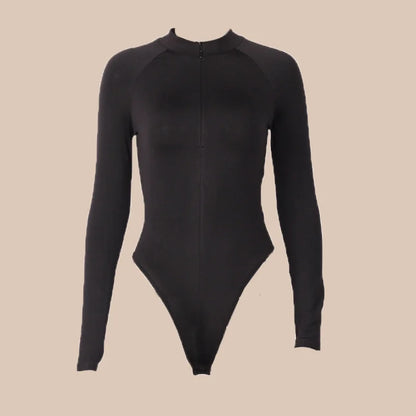 long sleeve zipper high neck bodycon sexy body autumn winter women fashion bodysuit women Fashion Streetwear Outfits Overalls