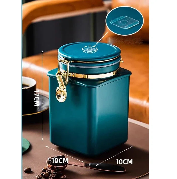 1.1L Storage Bottle Coffee Powder Sugar Container Airtight Can Holder Canister with Valve Household Food Storage Container