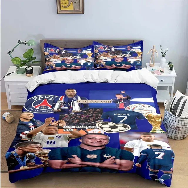 Fashion Football M-Mbappe Digital Printing Bedding Set Duvet Cover Comforter Bed  Youth Kids Girl Boys Birthday Gift