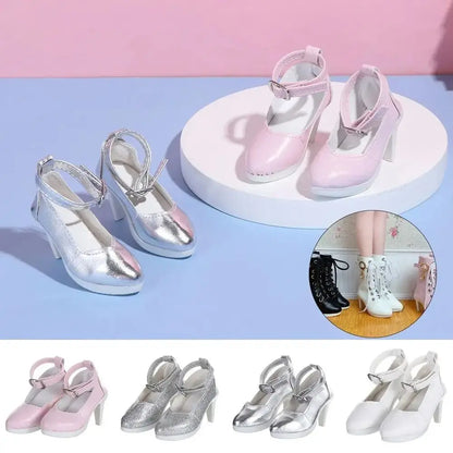 Dolls Accessories PU Leather Dolls Shoes Handmade Fashion Doll High Boots Casual Cute Doll High-heeled Shoes 60cm Dolls