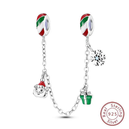 Original 925 Sterling Silver Charms Beads Winter Snowflake Snowman Igloo Penguin Pendant Fit Bracelet Women Jewelry Gift