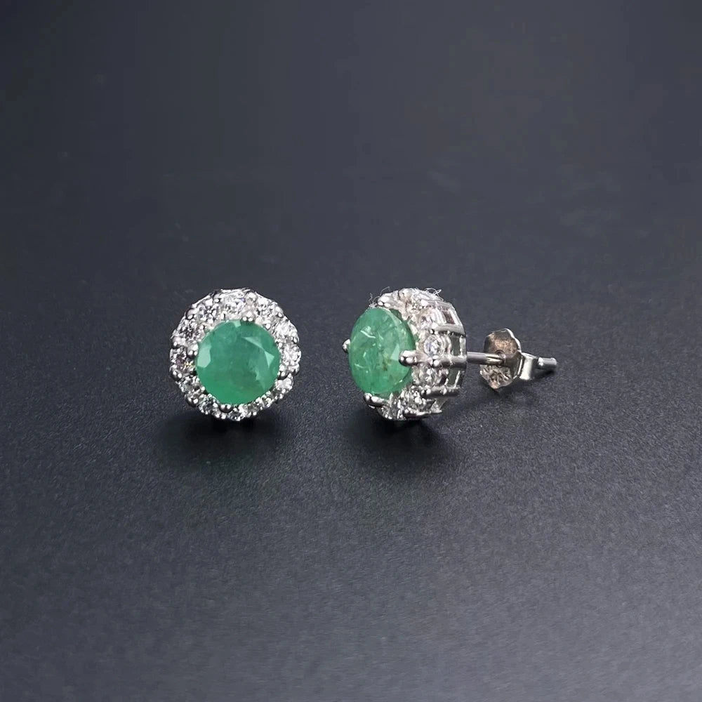 Elegant Natural Emerald Jewelry Sets Sterling 925 Silver Gemstone 5mm Fine Jewelry for Women Party Wedding Fine Jewelry Gift
