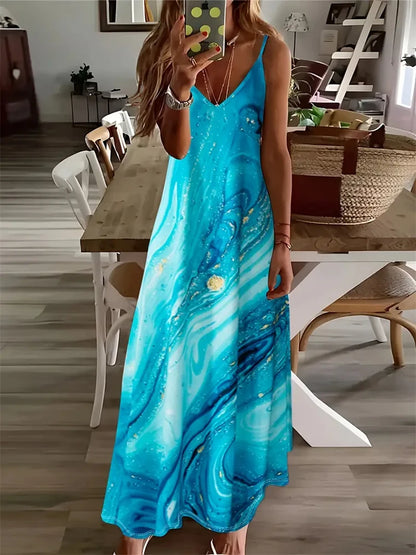 Colorful Fun Graffiti Dress 2024 New Summer Ladies Fashion Sexy Slip Dress Summer Comfort Extra Long Sleeveless Slip Vest