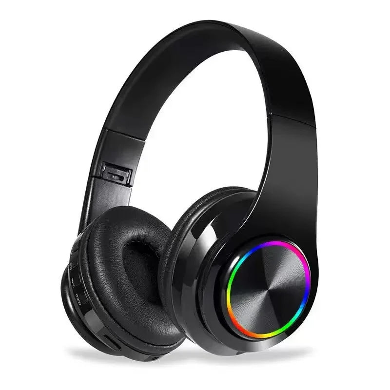 Wireless Over Ear Headphones - Active Noise Canceling, Deep Bass, LED Light, Portable Folding Design for Music, Sports & Games
