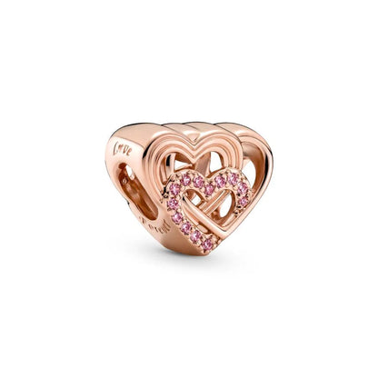 Rose Gold Plated Charms for Bracelet DIY Jewelry Making Heart Flower Strawberry Butterfly Paw Print CZ Pendant Beads Women Gift