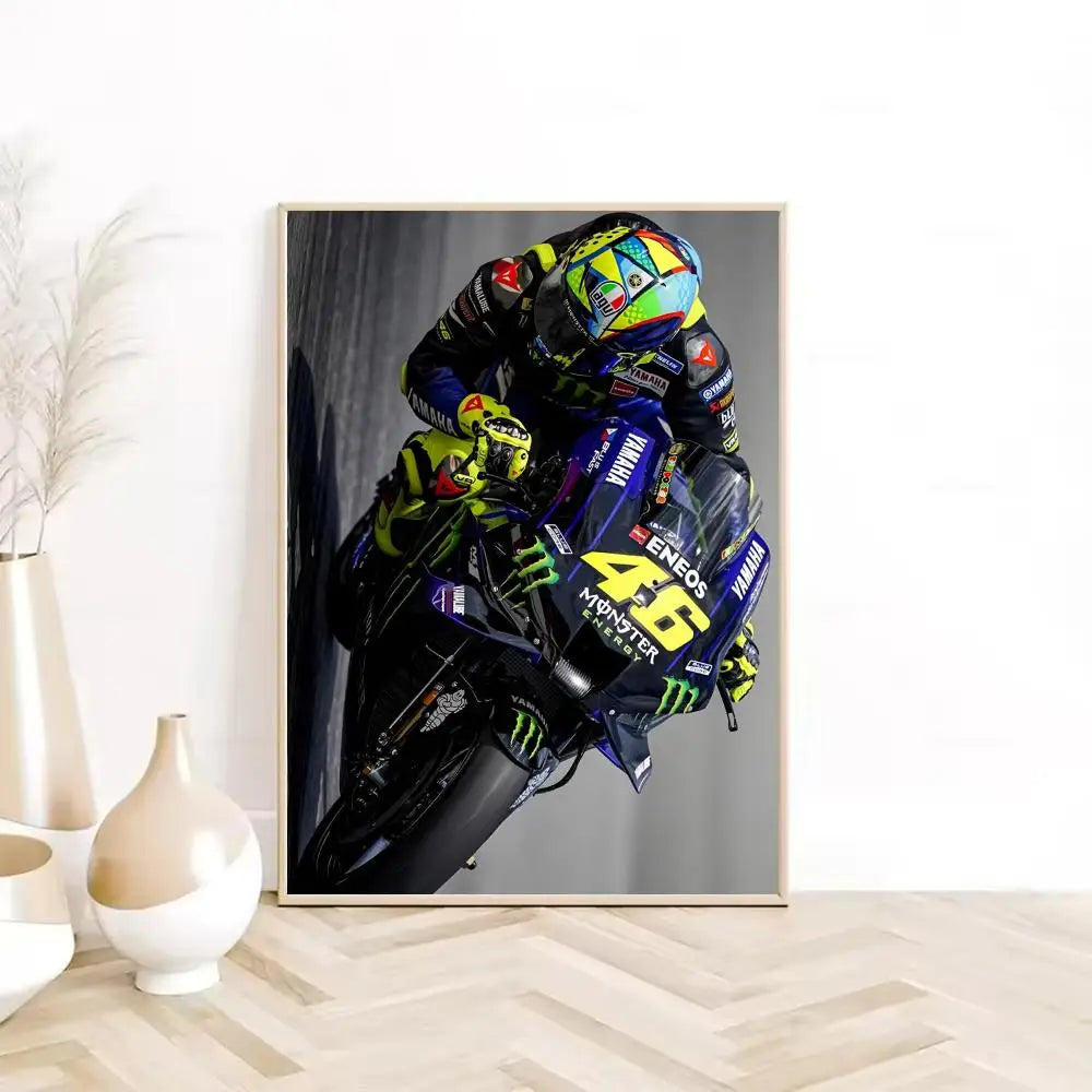 Painting Calligraphy HD Waterproof Canvas Wall Art Poster Home Room Decor Gift Motorcycle Racer Valentino Rossies