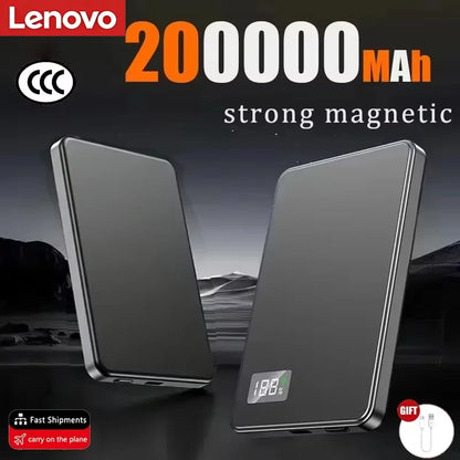 Lenovo 500000mAh Magnetic Wireless Power Bank Ultra Thin Portable CCC Certified Super Fast Charging LED Display Pack for MagSafe