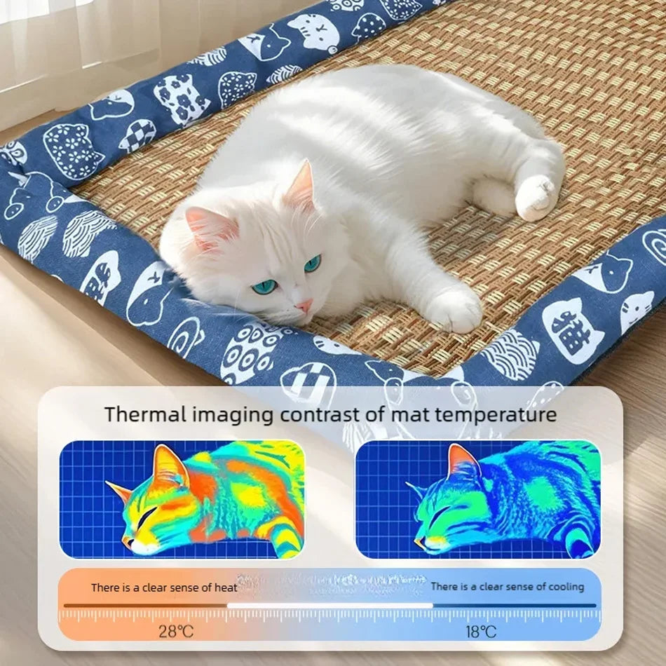 Pet bed for cats and dogs, suitable for all seasons, summer cooling mat bed, comfortable and hair-resistant, pet supplies with o