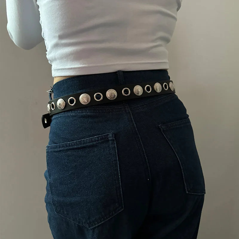 Unisex Fashion Women's Leather Belt Female Gothic Rivet Jeans Belts Male Heavy Punk Decoration Hit Hop Men's Waistband Girdle