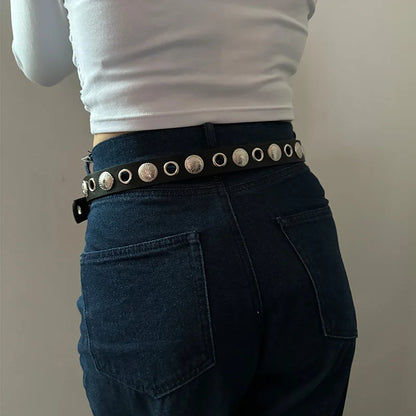 Unisex Fashion Women's Leather Belt Female Gothic Rivet Jeans Belts Male Heavy Punk Decoration Hit Hop Men's Waistband Girdle