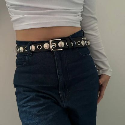 Unisex Fashion Women's Leather Belt Female Gothic Rivet Jeans Belts Male Heavy Punk Decoration Hit Hop Men's Waistband Girdle