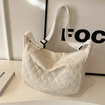 Women's Vintage Nylon Shoulder Underarm Bag Female Casual Waterproof Crossbody Hobo Bags for Lady Quilted Large Capacity Handbag