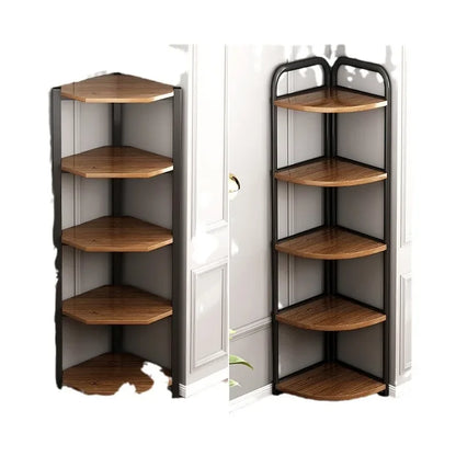 Triangular Multi-Layer Shelf, Corner Cabinet Design, Floor-to-Ceiling Storage, Living Room/Bedroom Bookshelf, Space-saving Layer