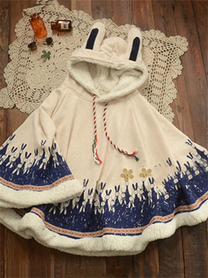 Japanese Poncho Cloak Jackets Mori Girl Autumn Winter Hooded Kawaii Cape Coat 2021 Padded Cute Pullover Capes Femme Shawl Jacket