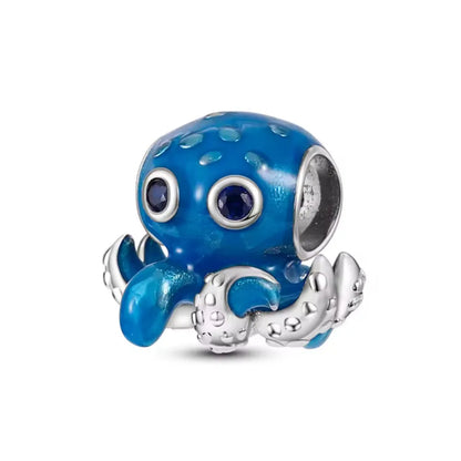 Blue Ocean Turtle Octopus Ship Talisman 925 Silver Beads, Suitable for Original Bracelets DIY Jewelry Women's Accessories Gifts