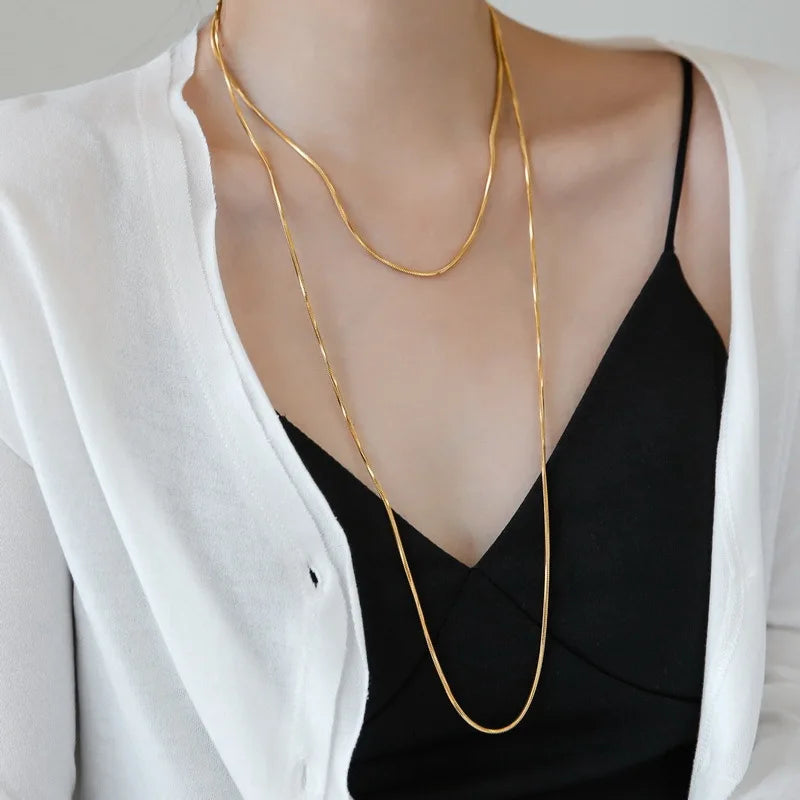 316L stainless steel jewelry necklace thick snake bone chain double necklace statement necklace female necklace chain wholesale