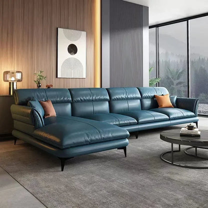 -luxury sofa set furniture leather L - shaped latex combination leather living room sofas