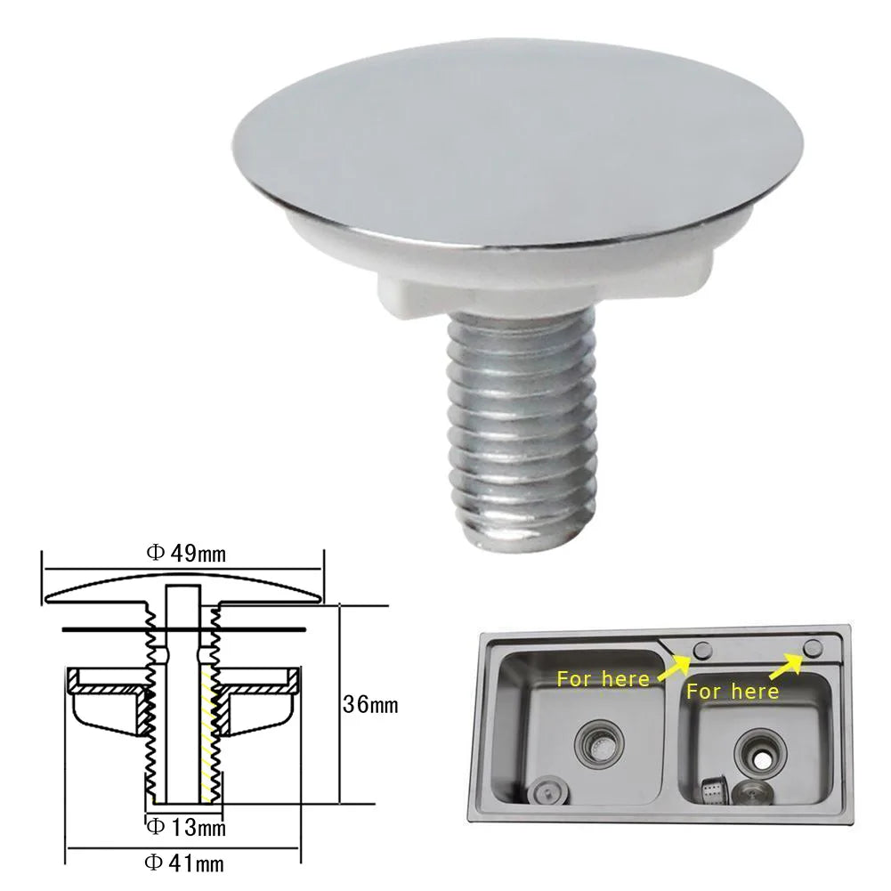 Kitchen Sink Tap Hole Covers Stainless Steel Basin Hole Sealing Plug Anti-leakage Basin Laundry ABS Plastic 49mm Accessories