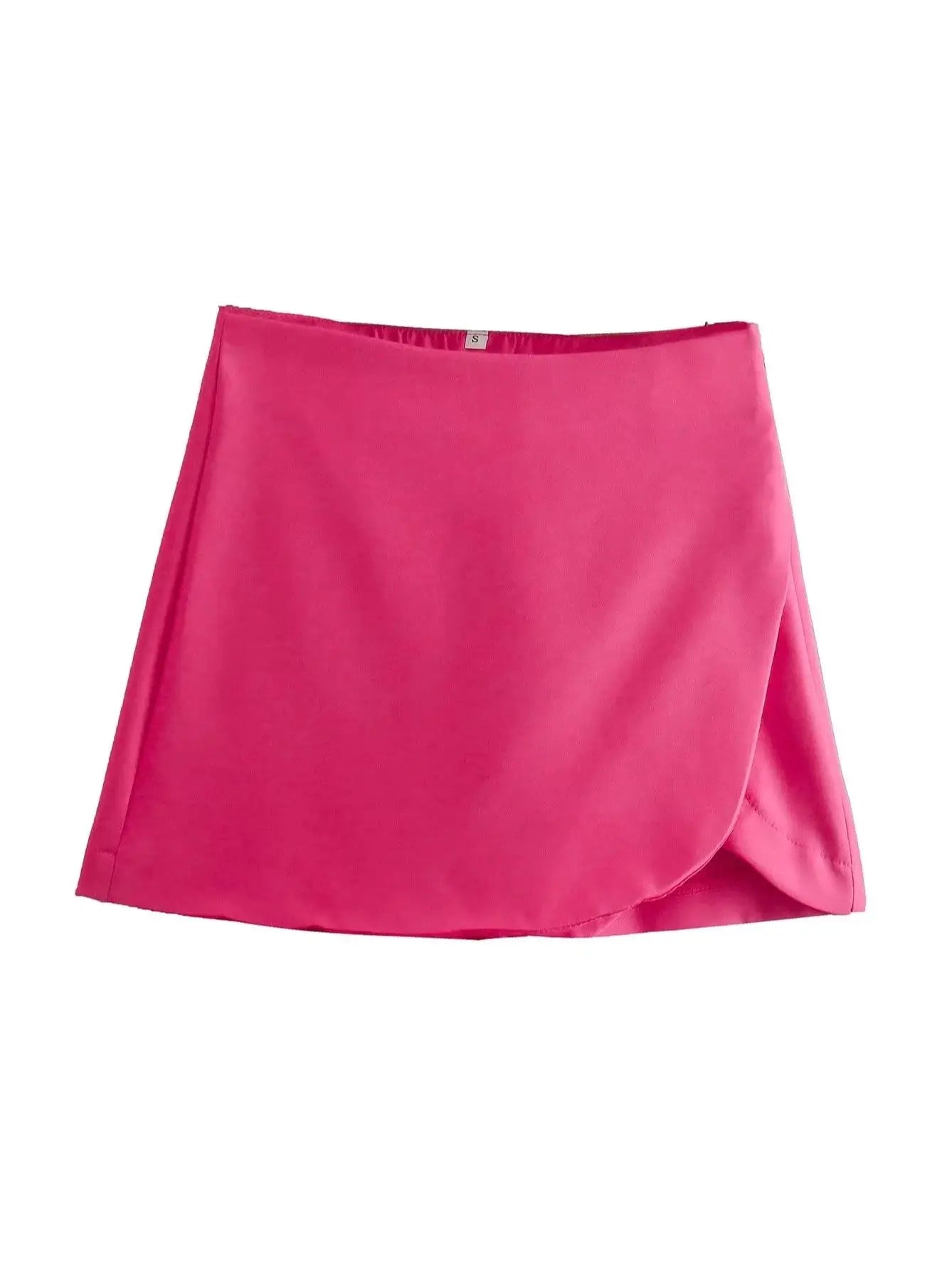 KONDALA Women Fashion 2025 Casual Mini Asymmetrical Skirts Shorts High Waist Back Pockets Wide Leg Skirts Zipper Female Shorts