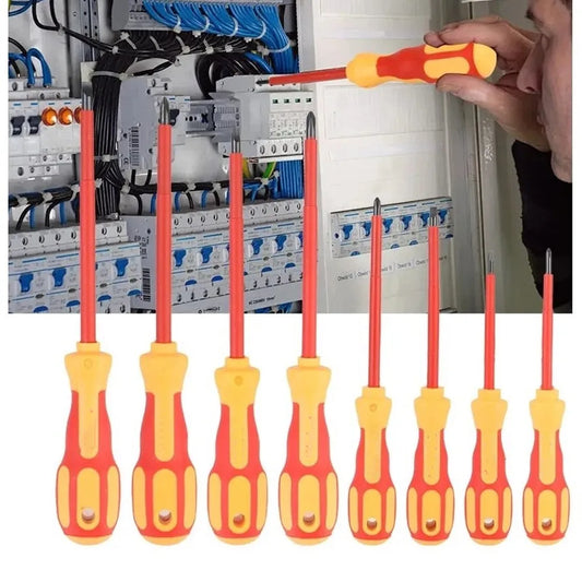 Screwdriver Set With Insulated Chrome Vanadium Steel Blade Ergonomic PP TPR Handle Magnetic Tip Flat Head And Cross Head 3-6mm