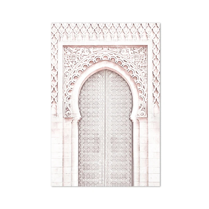 Moroccan Wall Art Canvas Print Marrakesh Architecture Poster Boho Wall Decor Terracotta Art Picture Decoration Painting for Home