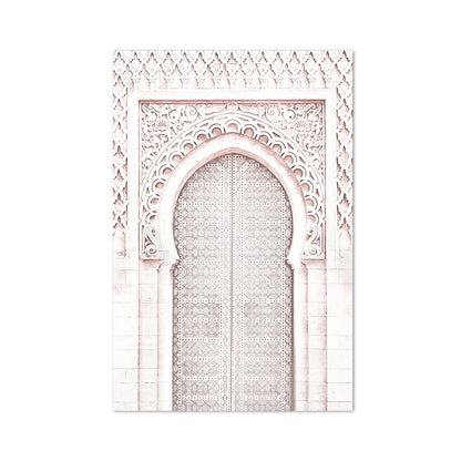 Moroccan Wall Art Canvas Print Marrakesh Architecture Poster Boho Wall Decor Terracotta Art Picture Decoration Painting for Home