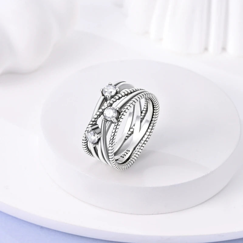 Rings Original 925 Sterling Silver Rings Bow Heart Sun Moon Star Zircon Rings For Women Jewelry Birthday Anniversary Gifts