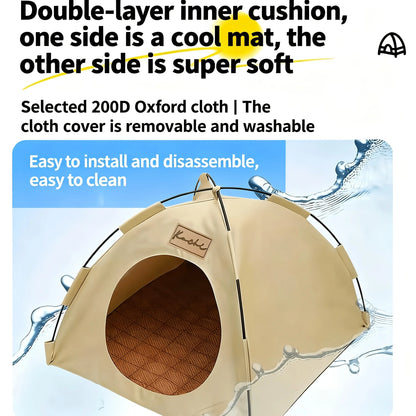 Portable Foldable Pet Tent Semi-Enclosed Breathable Design All Season Comfort Pet Bed for Cat Puppy Indoor Outdoor