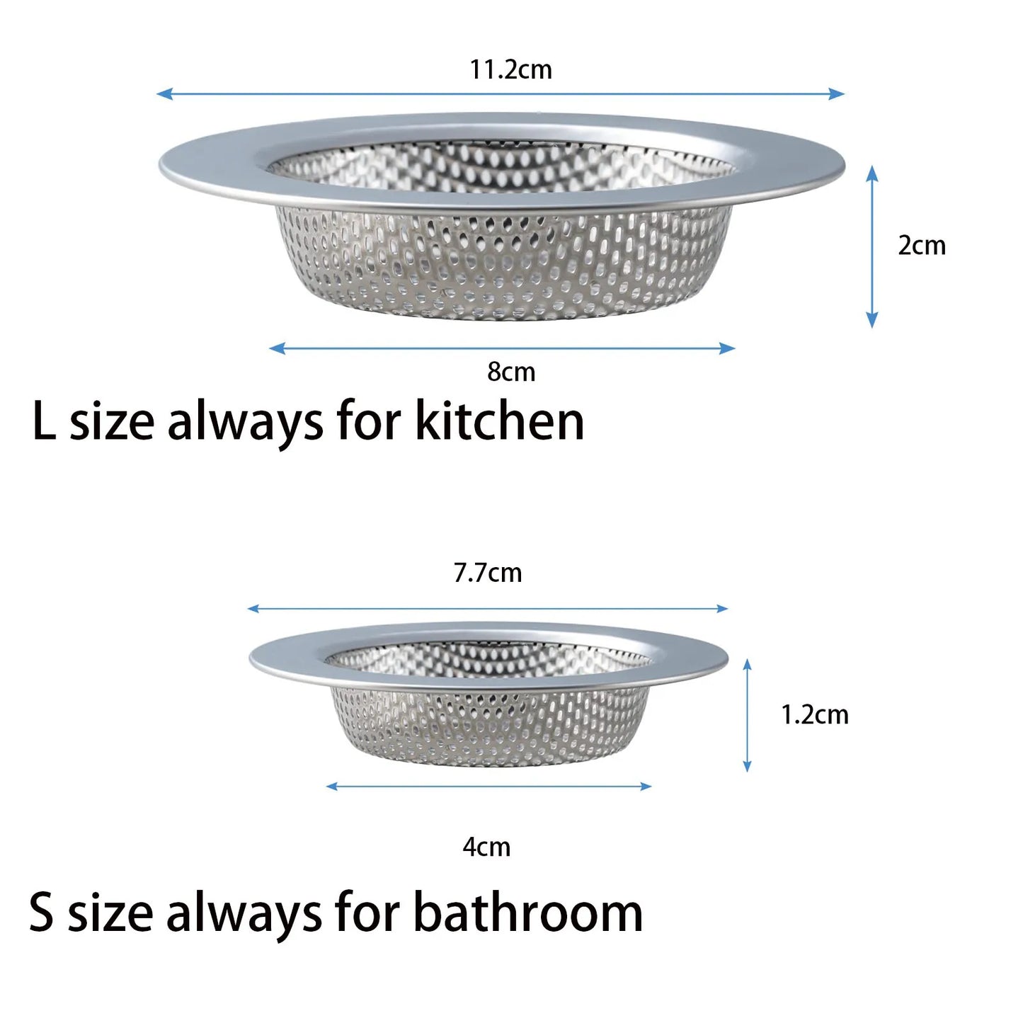 2 Pcs Kitchen Sink Strainer，Stainless Steel Punching Sink Drain Strainer Shower Drain Hair Catcher Bathroom Kitchen Accessories