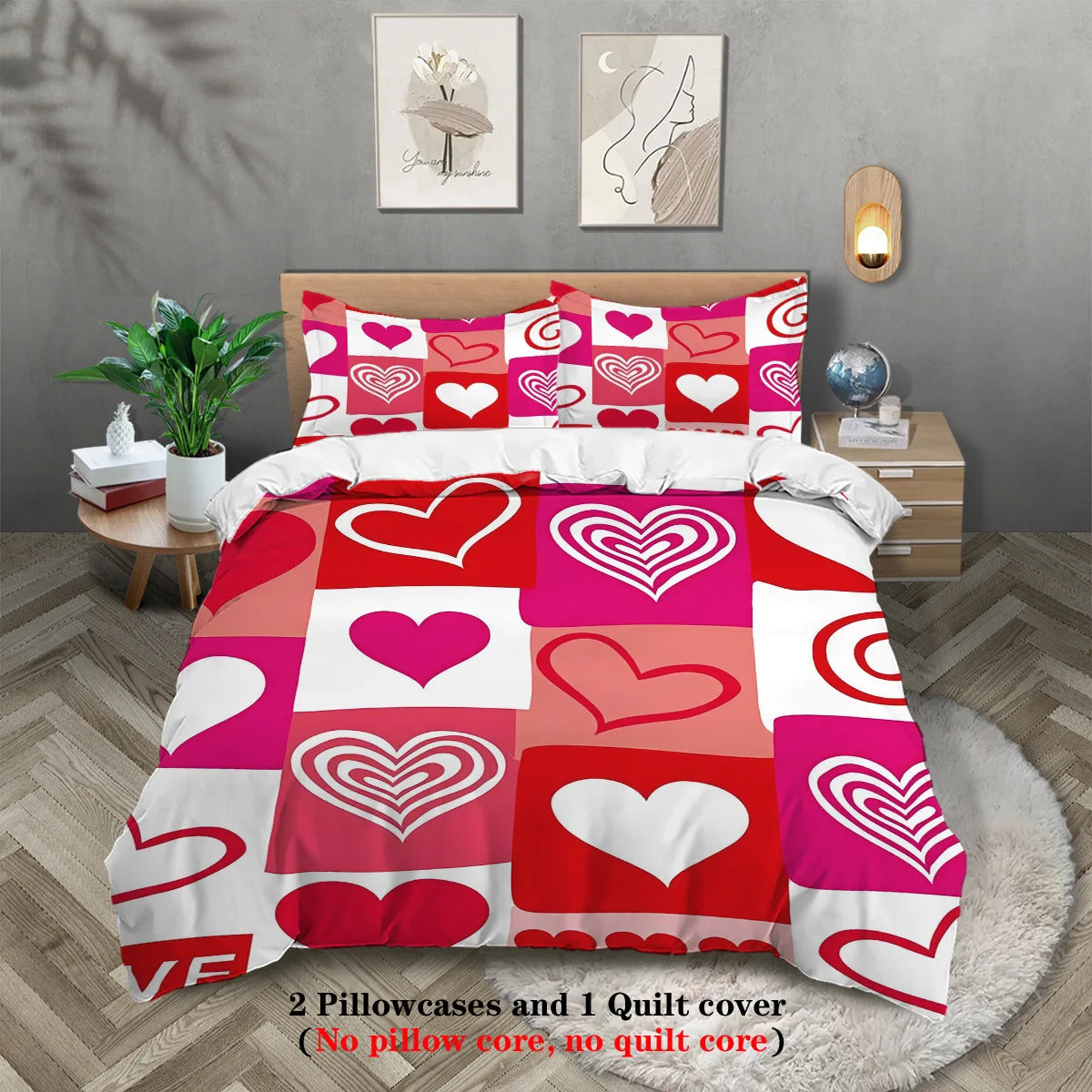 Luxury 3PC Comforter Bedding Set - Soft Microfiber Bedspread Cover with Duvet Cover Pillowcases Bed Sheet Sets for Double/King
